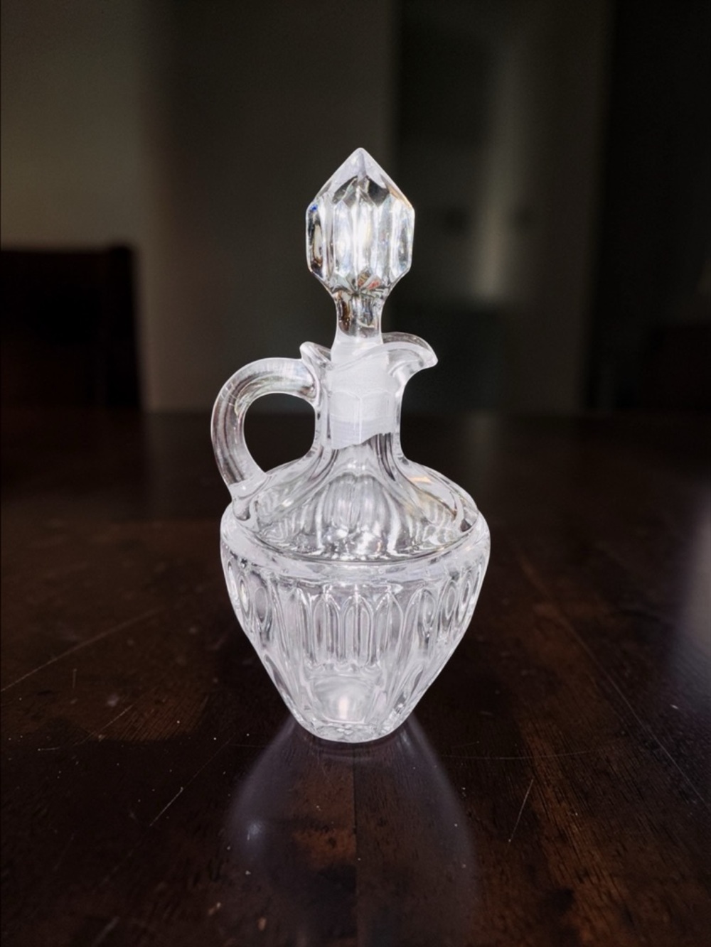 Vintage Princess House  Vertical Thumbprint Lead Crystal Cruet & Stopper MCM